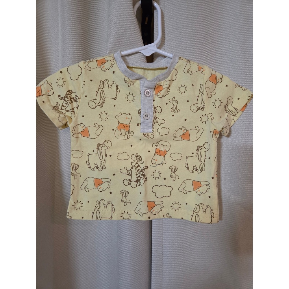 Disney Baby Winnie the Pooh Yellow Henley Shirt Tigger Eeyore 3-6M